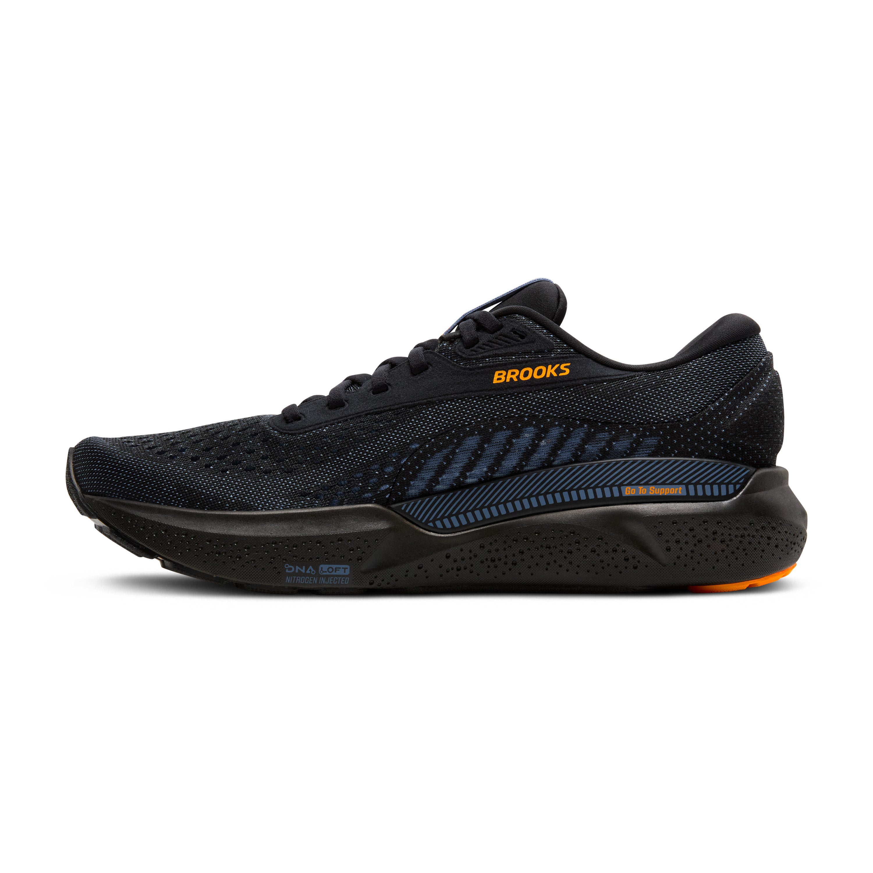 BROOKS MEN'S ADRENALINE GTS 24 - D - 076 BLACK/COUNTRY BLUE/ORANGE