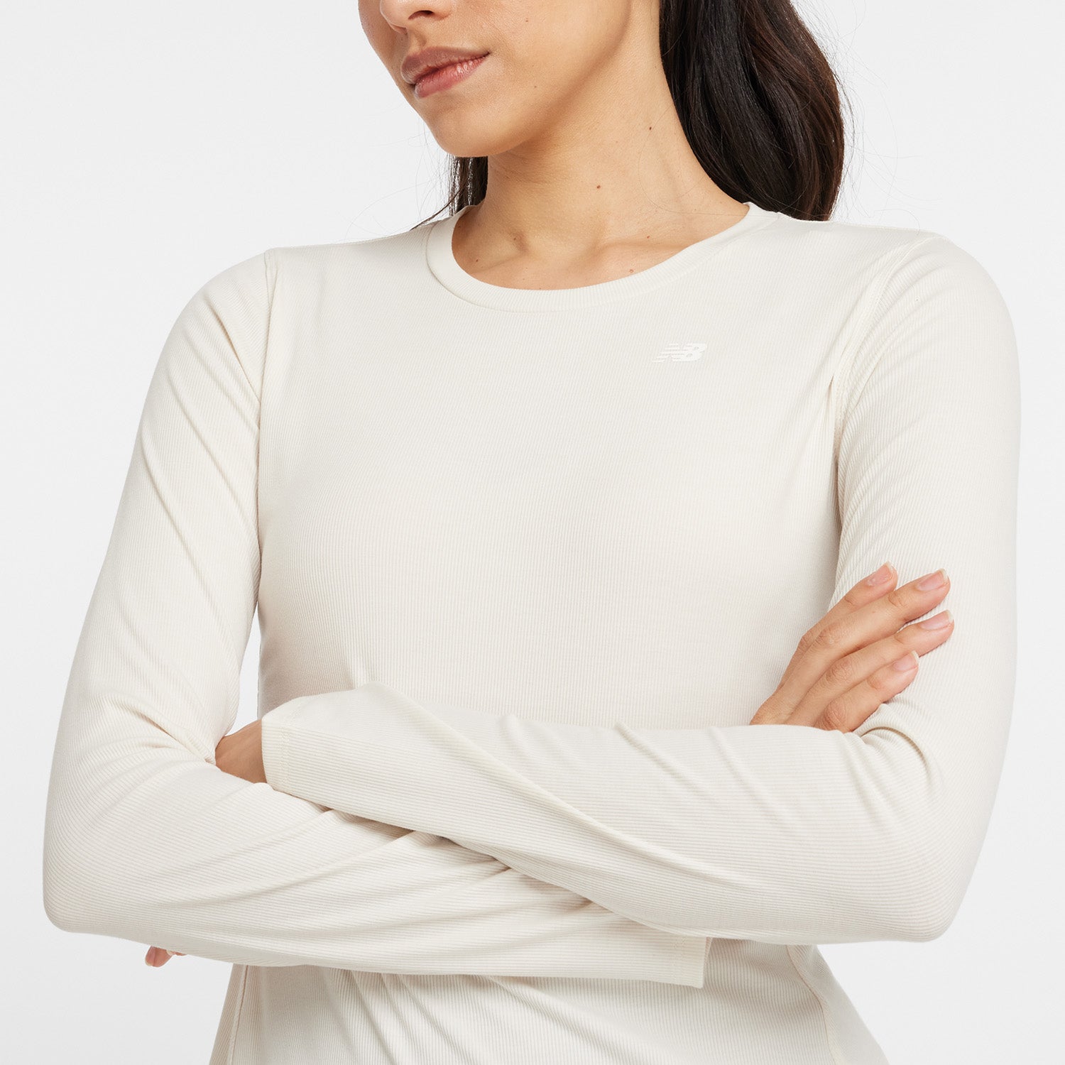 NEW BALANCE WOMEN'S MICRO-RIB LONG SLEEVE - LIN LINEN 