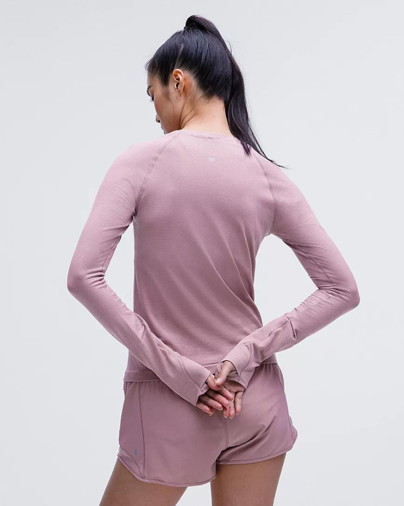 LULULEMON WOMENS' SWIFTLY TECH LONG SLEEVE RACE LENGTH 2.0 - ROSE BLUSH/ROSE BLUSH 