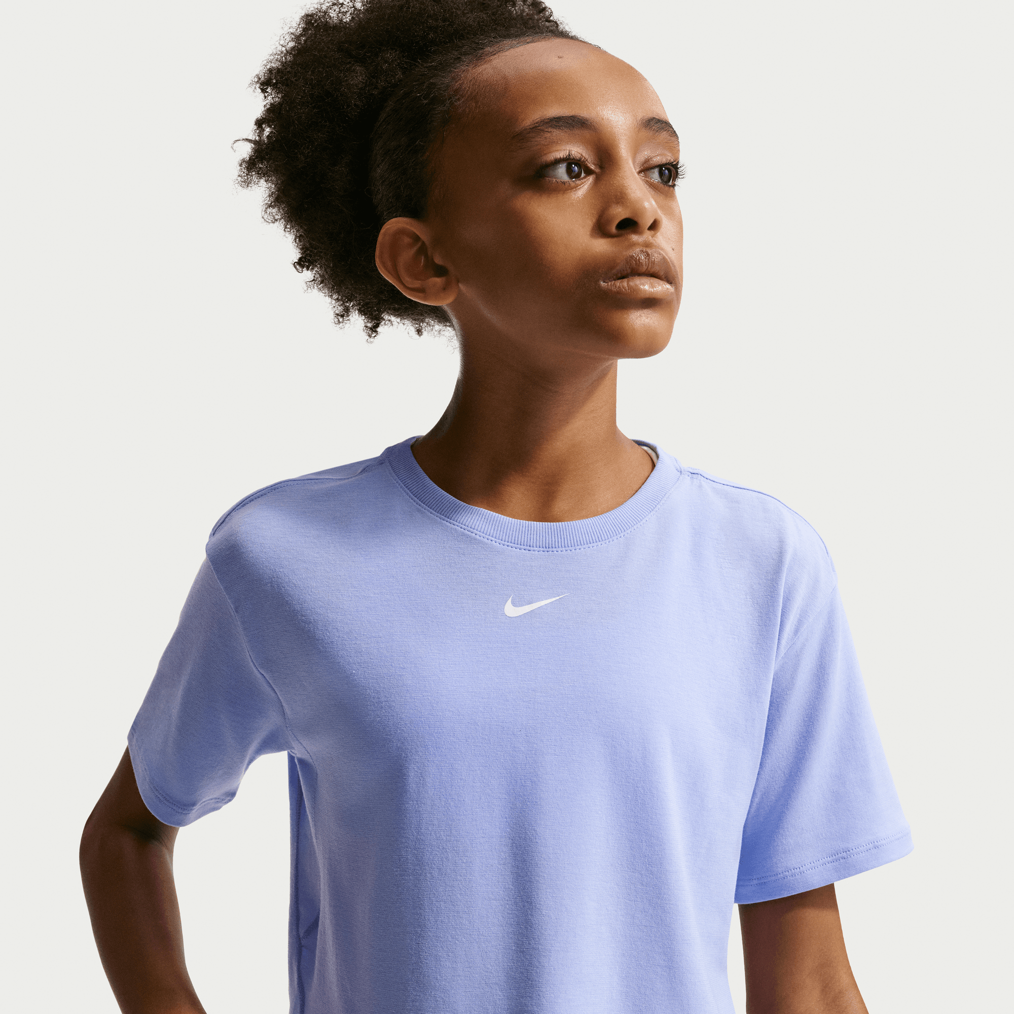NIKE GIRL'S ONE RELAXED SHORT SLEEVE - LIGHT THISTLE/WHITE S