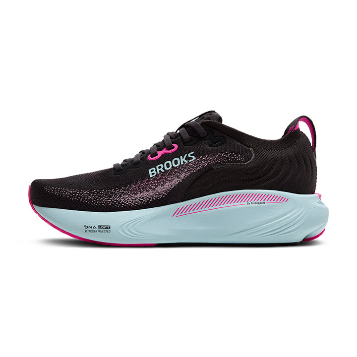 BROOKS WOMEN'S ADRENALINE GTS 25 - B - BLACK/CYBER PINK/ICED AQUA