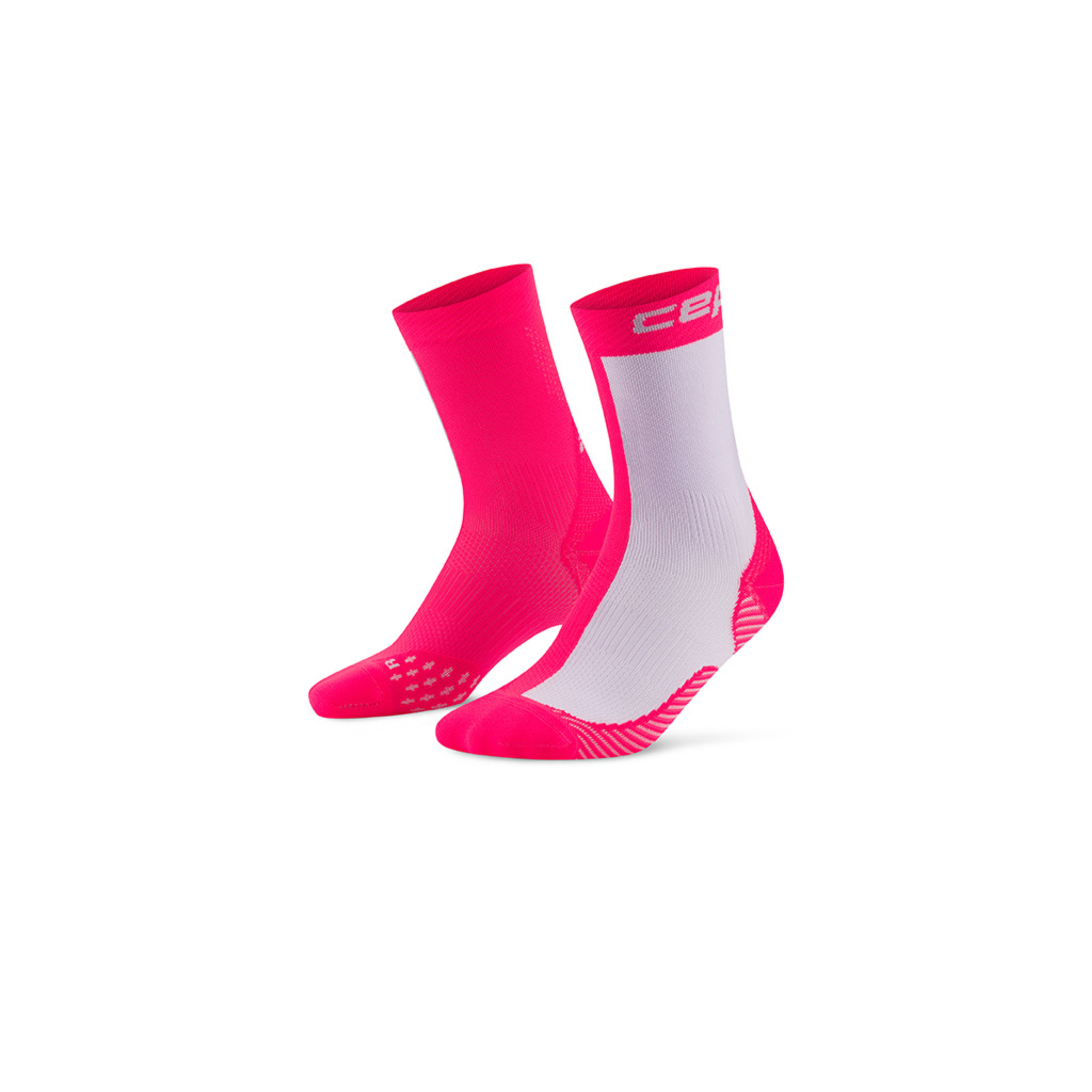 CEP CORE RUN HALF & HALF MID CUT SOCKS PINK/LILAC