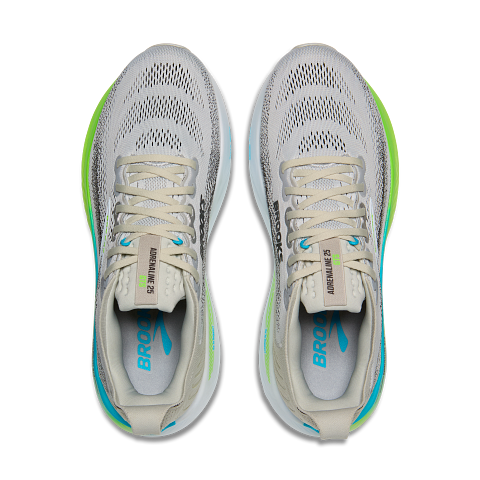 BROOKS MEN'S ADRENALINE GTS 25 - D - OYSTER/GREEN GECKO/BLUE