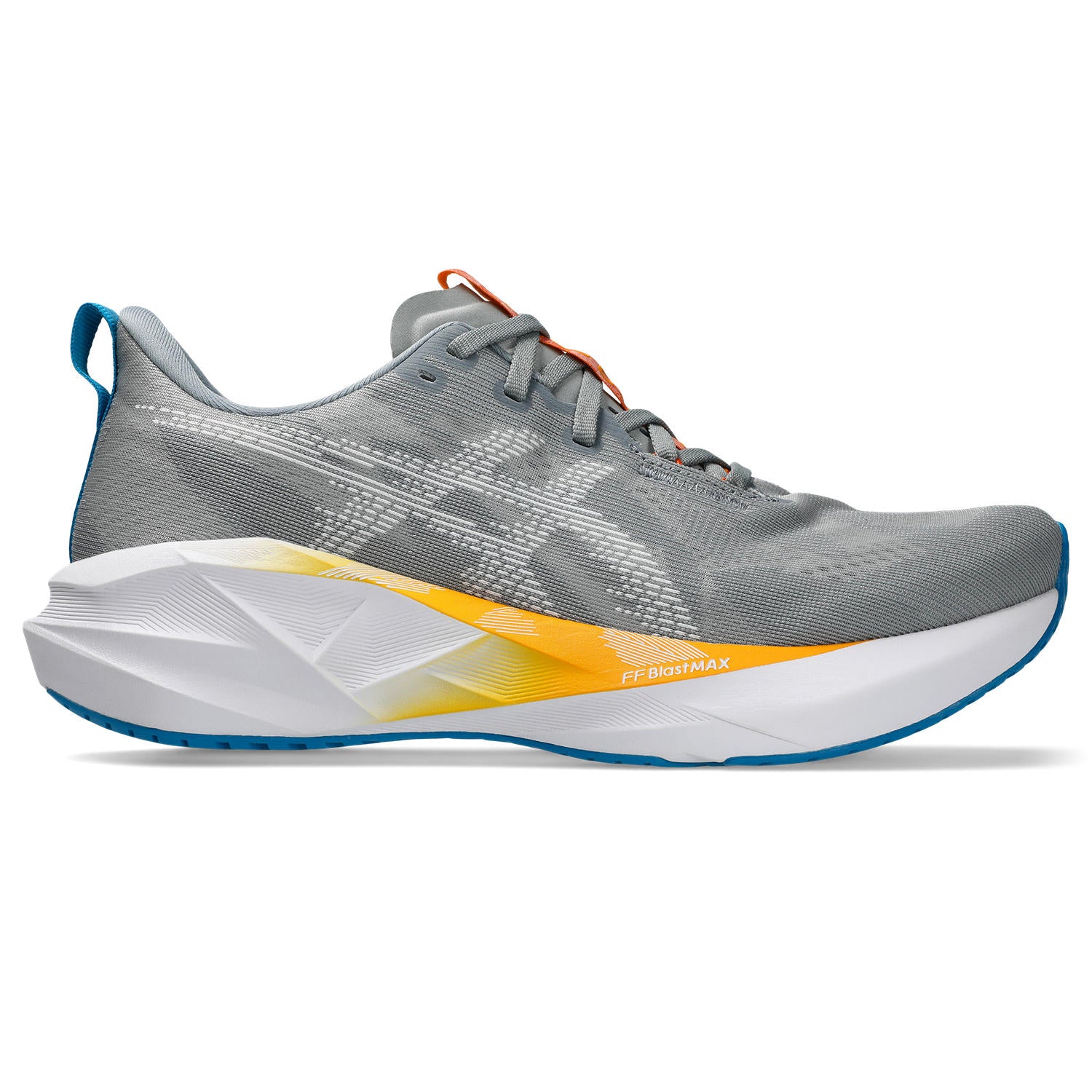 ASICS MEN'S NOVABLAST 5 - D - GRAVEL/WHITE 7.0