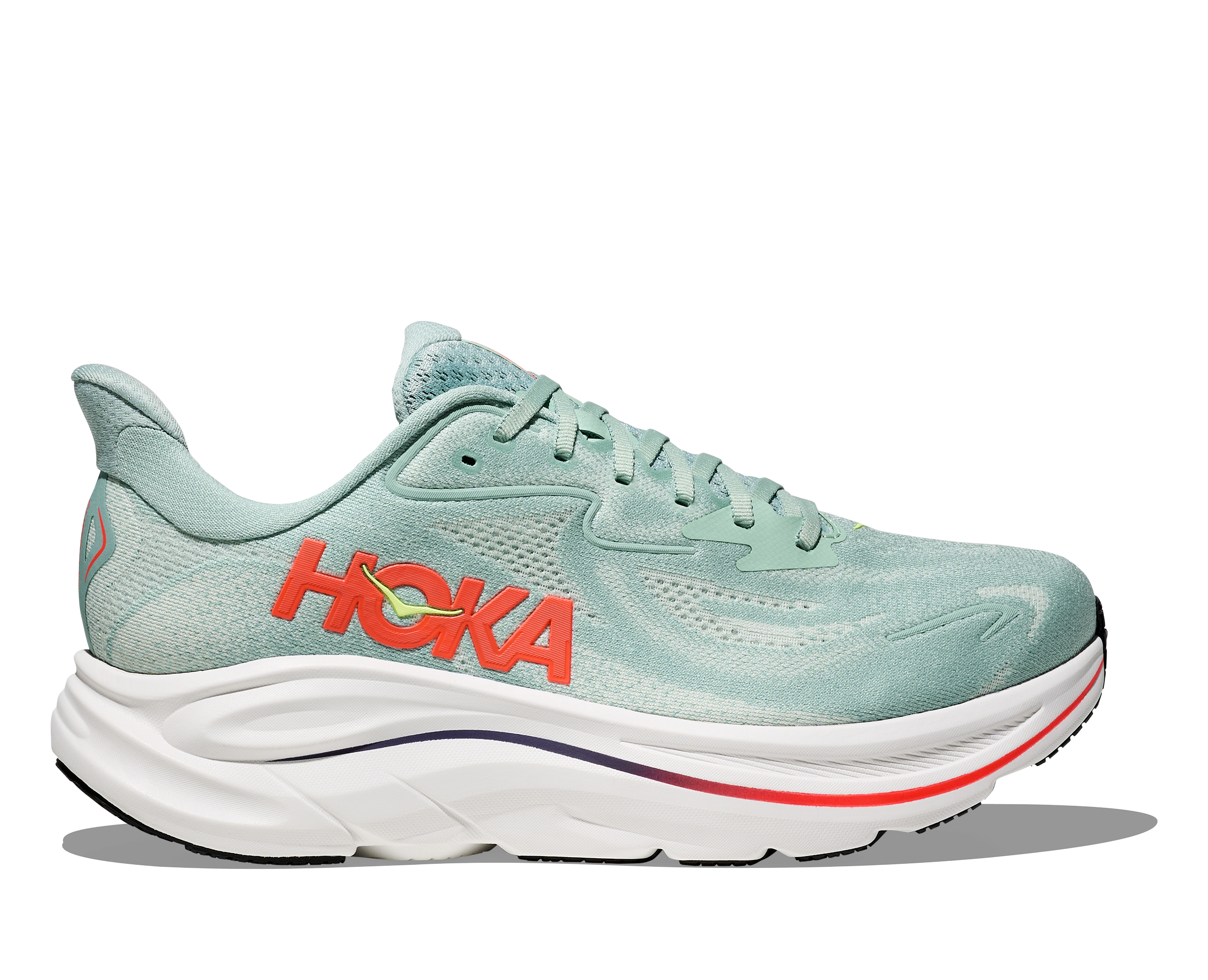 HOKA MEN'S CLIFTON 10 - D - SAGE/NEON FLAME 7.0