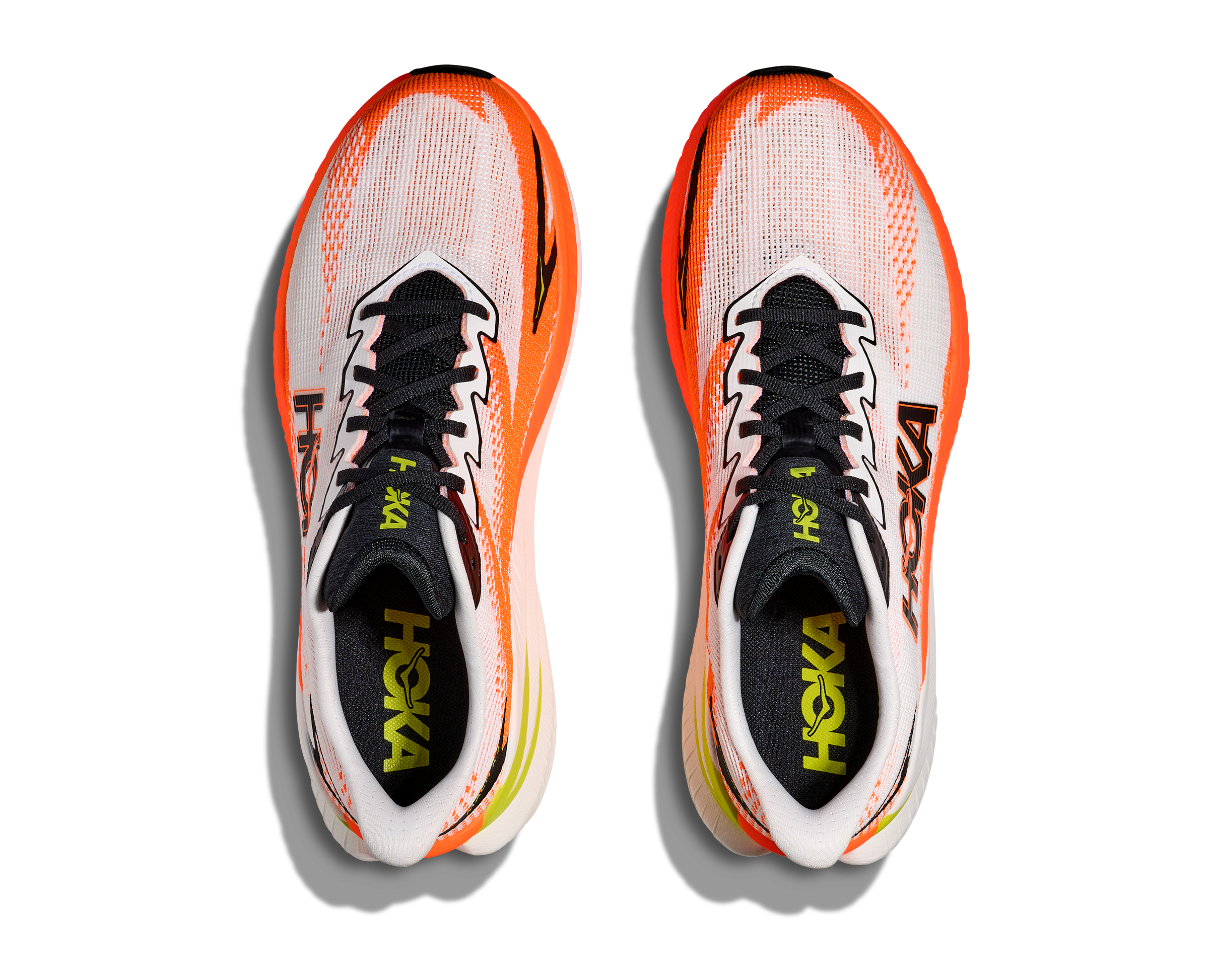 HOKA MEN'S MACH X 3 - D - WHITE/NEON TANGERINE