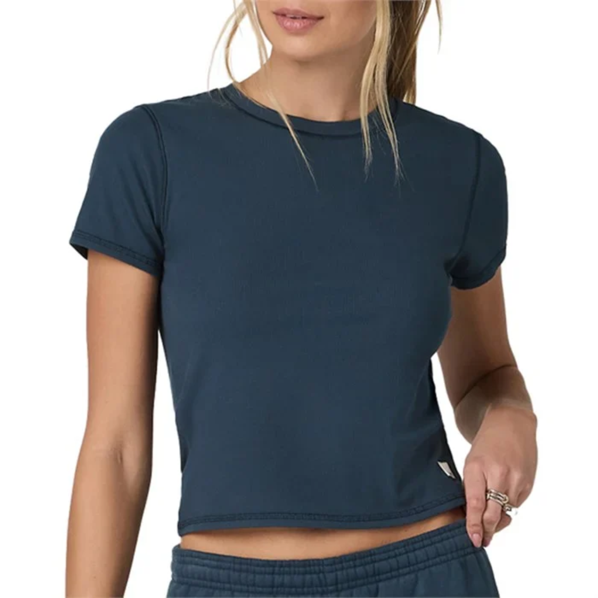 VUORI WOMEN'S POSE FITTED TEE - OCEAN BLUE XS