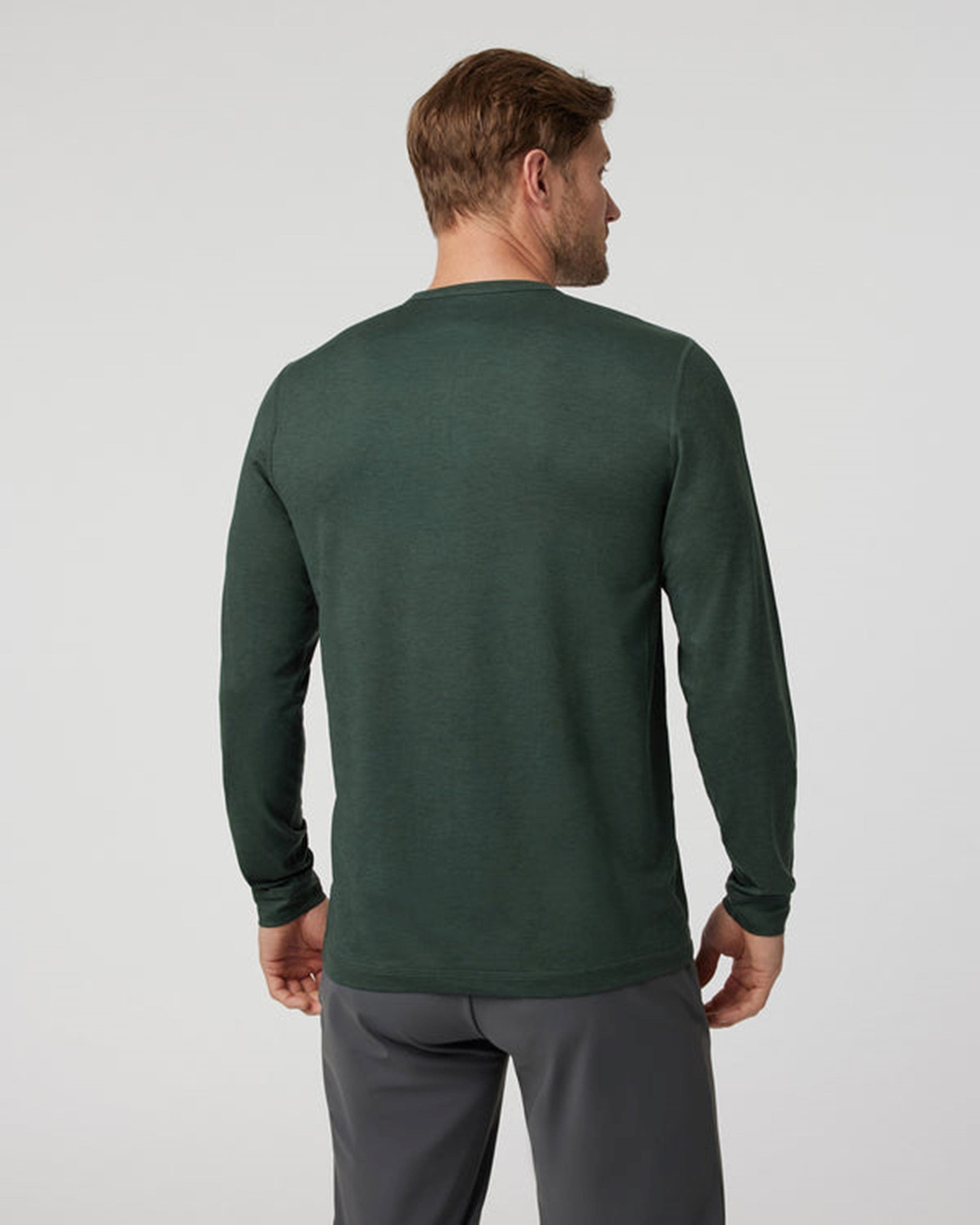 VUORI MEN'S EASE PERFORMANCE HENLEY LONG SLEEVE - HAN ASPEN HEATHER 