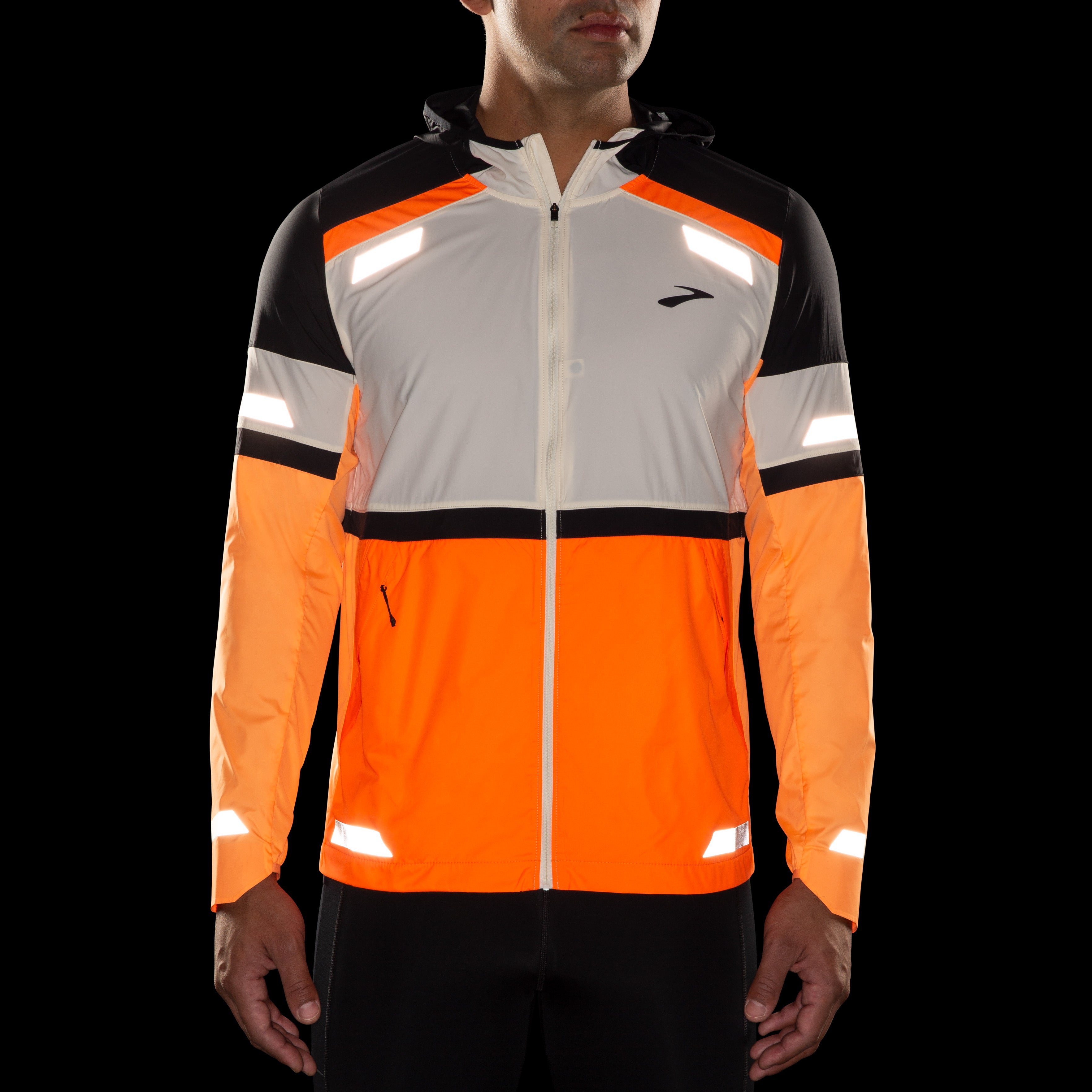 BROOKS MEN'S RUN VISIBLE JACKET 2.0 - 167 ECRU/FLUORO FLASH/BLACK 