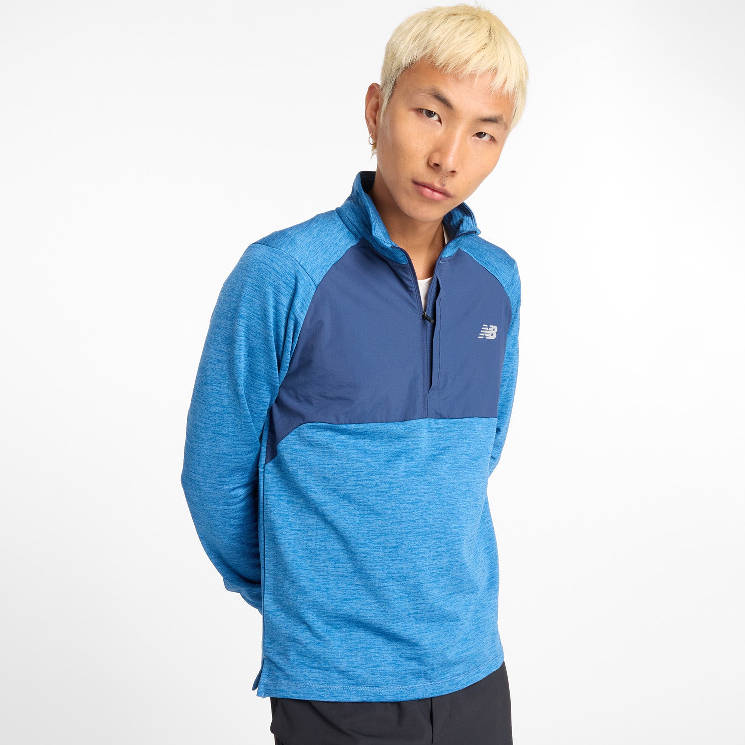 NEW BALANCE MEN'S HEAT GRID HALF ZIP - HERON BLUE 