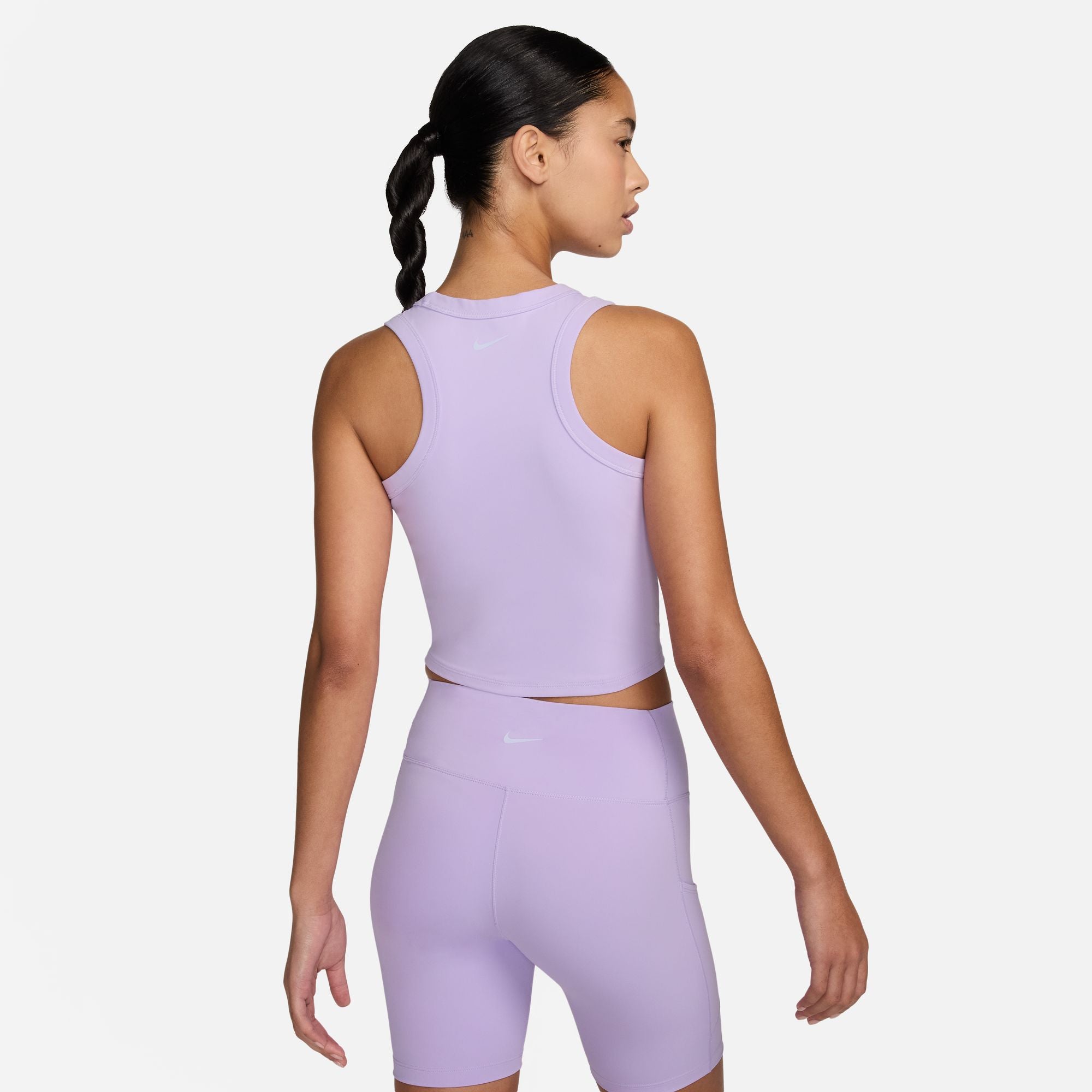 NIKE WOMEN'S ONE FITTED TANK - 512 LILAC BLOOM/BLACK 