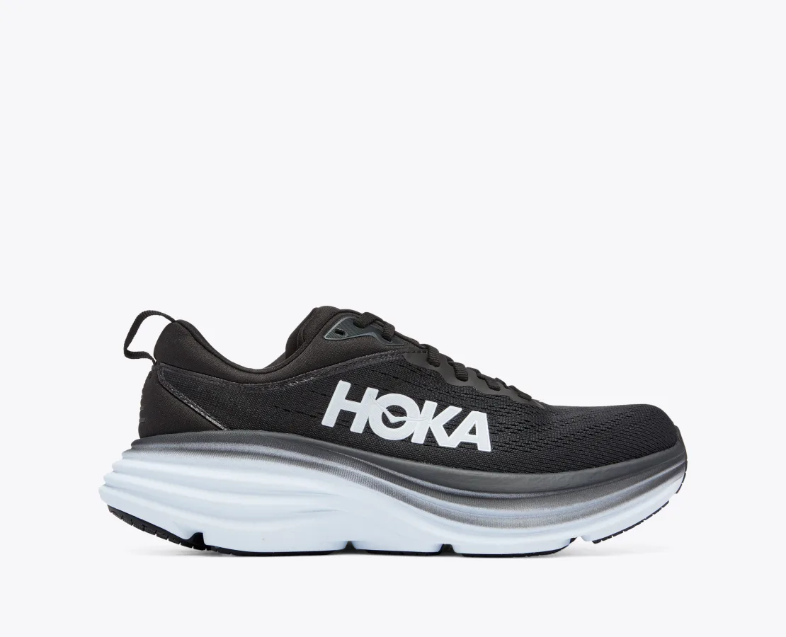 HOKA WOMEN'S BONDI 8 - WIDE D - BWHT BLACK/WHITE 6.5