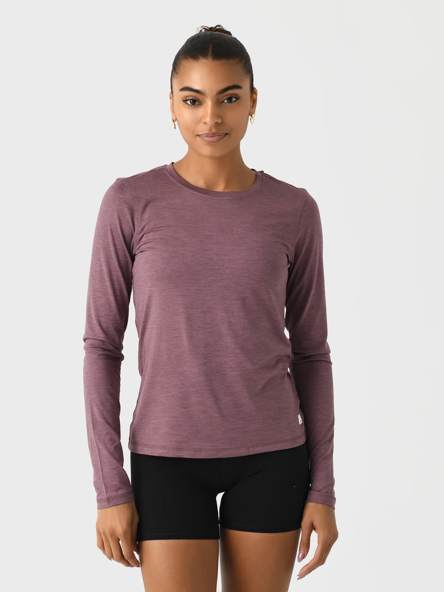 VUORI WOMEN'S LONG SLEEVE LUX CREW - HEY ELDERBERRY HEATHER XS