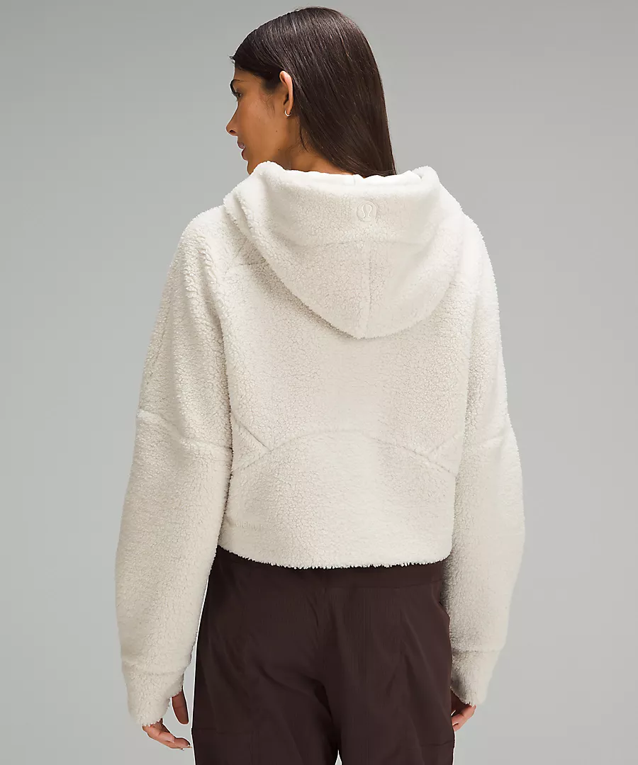 womens scuba oversized 1/2 zip hoodie fleece bone 