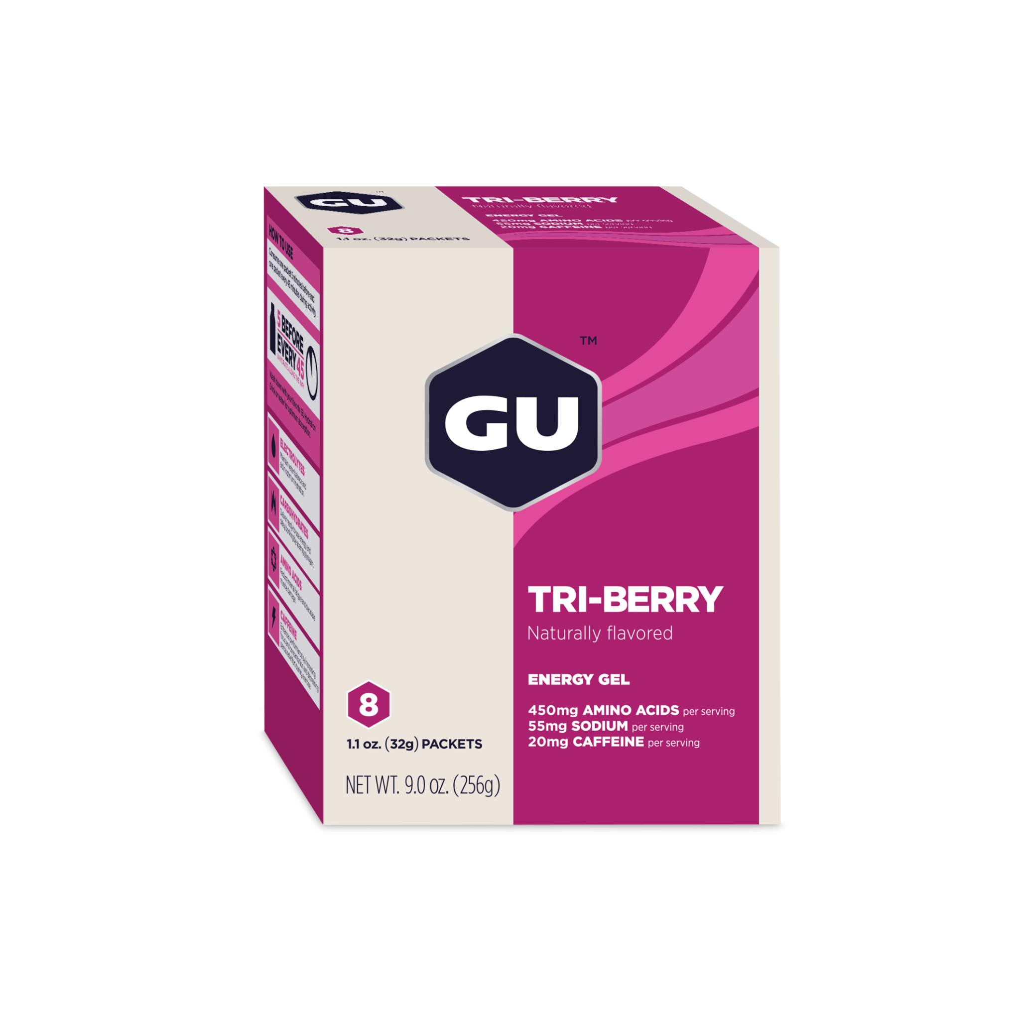 gu energy gel 8 pack box TRIBERRY