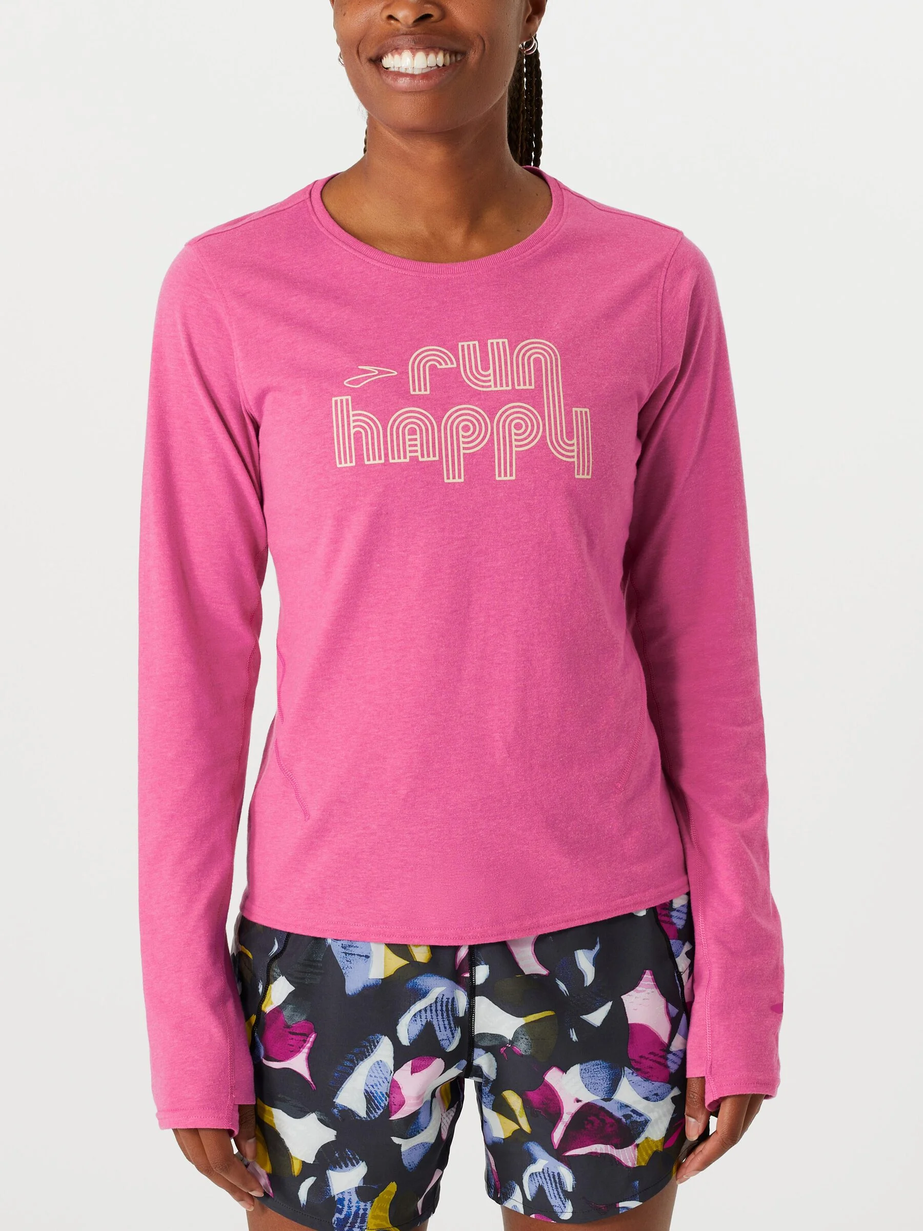 womens distance long sleeve 2 0 603 frosted mauve retro run happy 