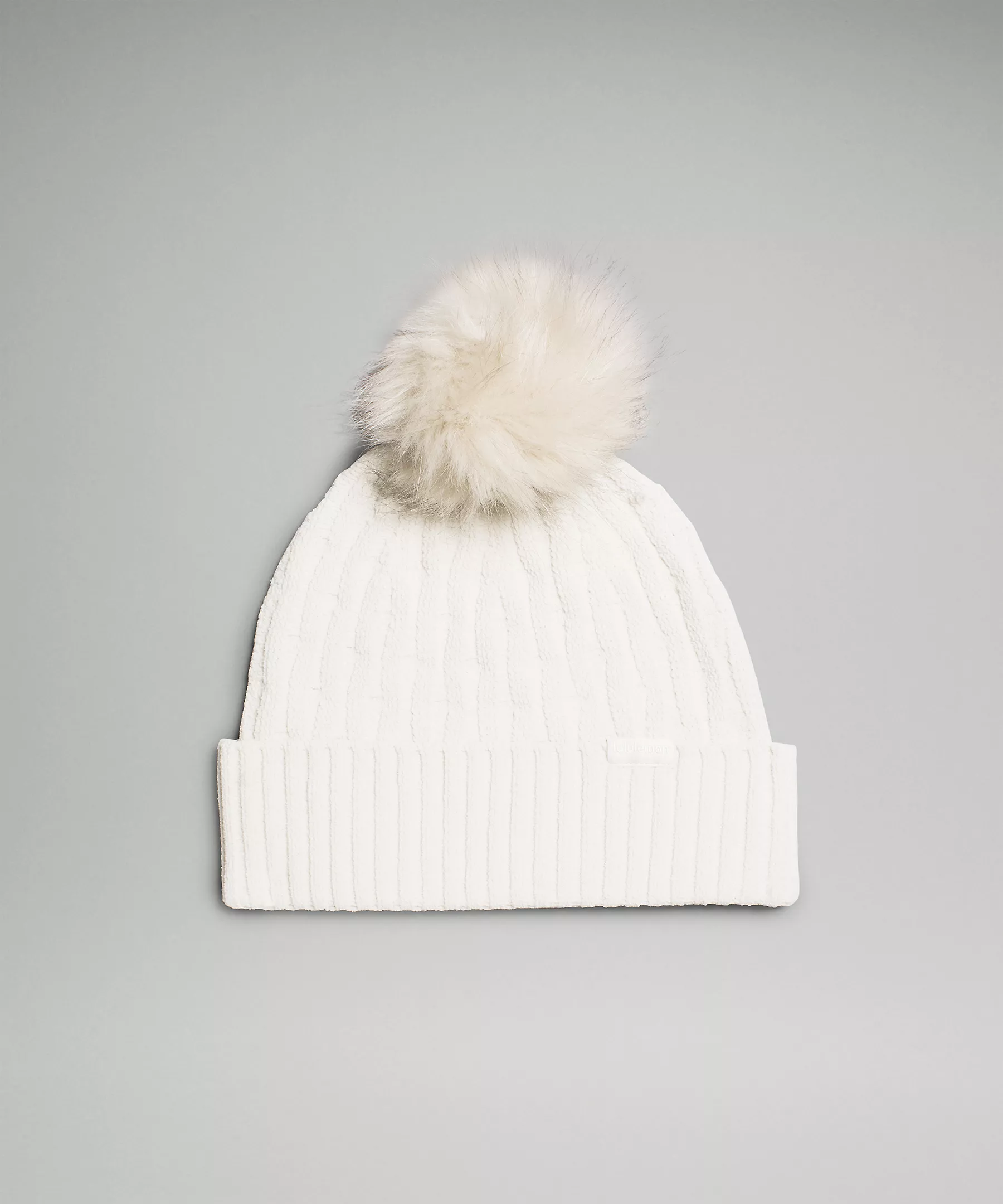 womens cable knit pom beanie natural ivory osfa 