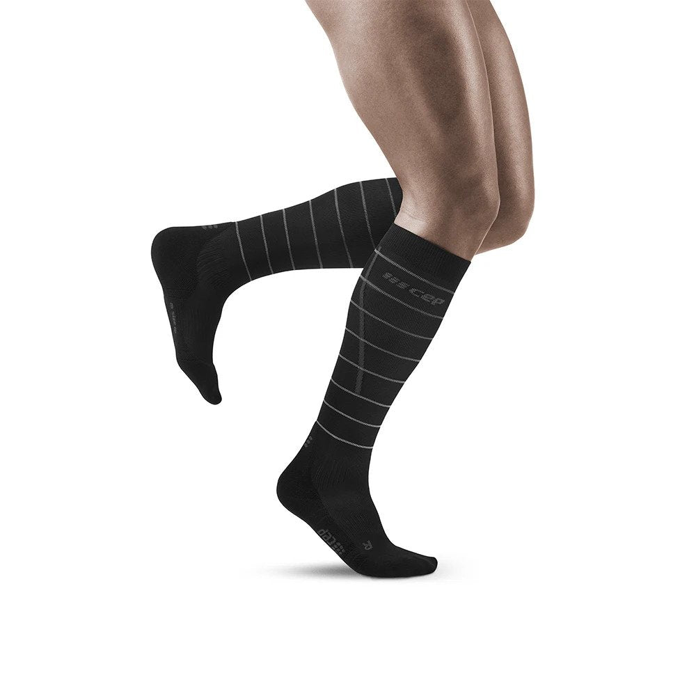 mens reflective tall compression socks BLACK