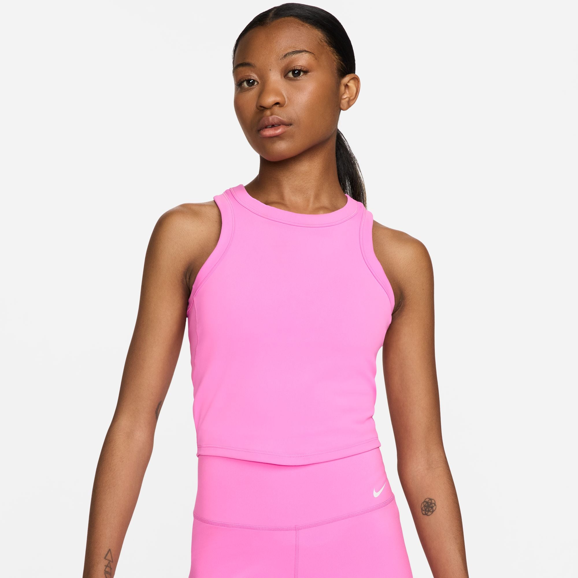 NIKE WOMEN'S ONE FITTED TANK - 675 PLAYFUL PINK/BLACK XS