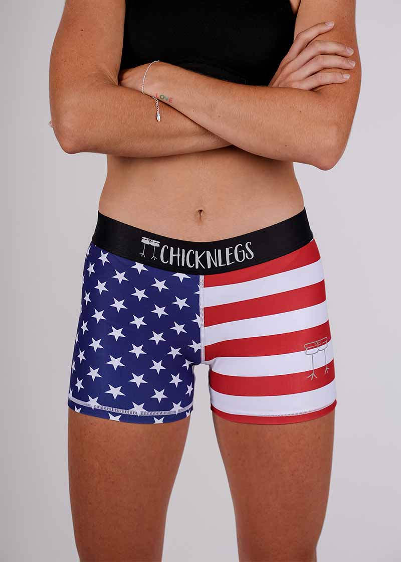 womens 3 compression short USA FLAG