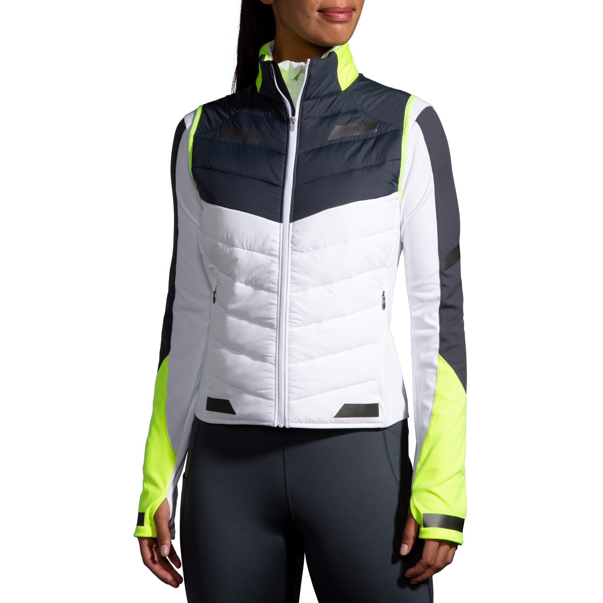 womens run visible insulated vest 134 WHITE/ASPHALT/NIGHTLIFE