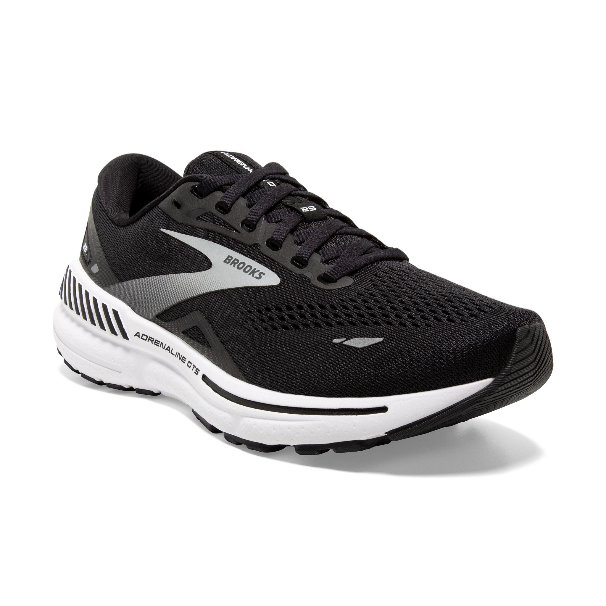 MEN S ADRENALINE 23 WIDE 2E 004 BLACK WHITE SILVER Performance Running Outfitters