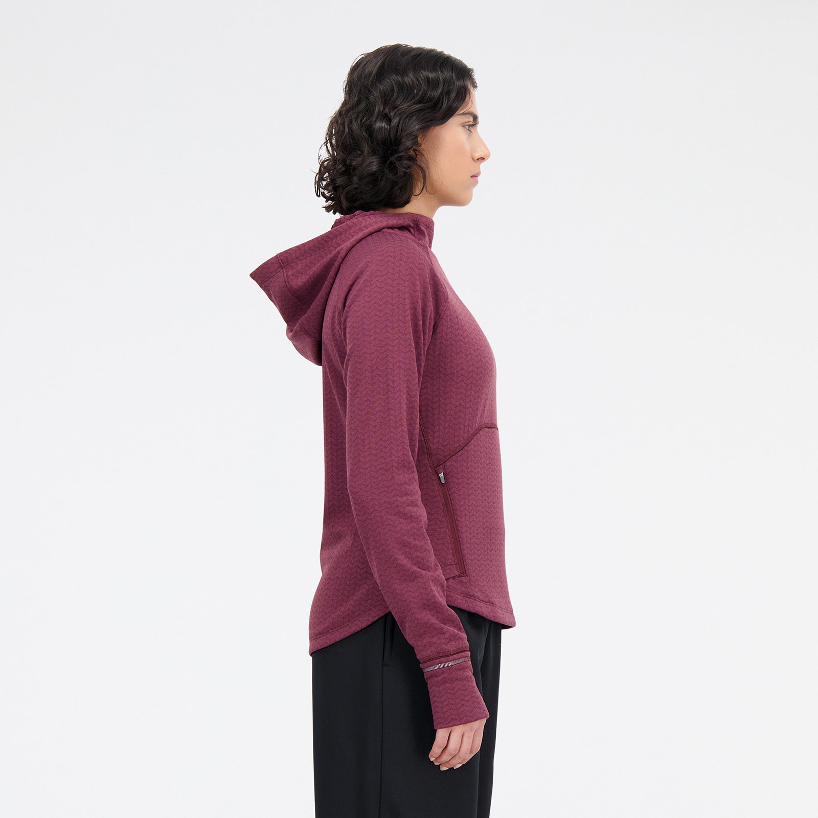 womens heat grid hoodie pullover burgundy heather 