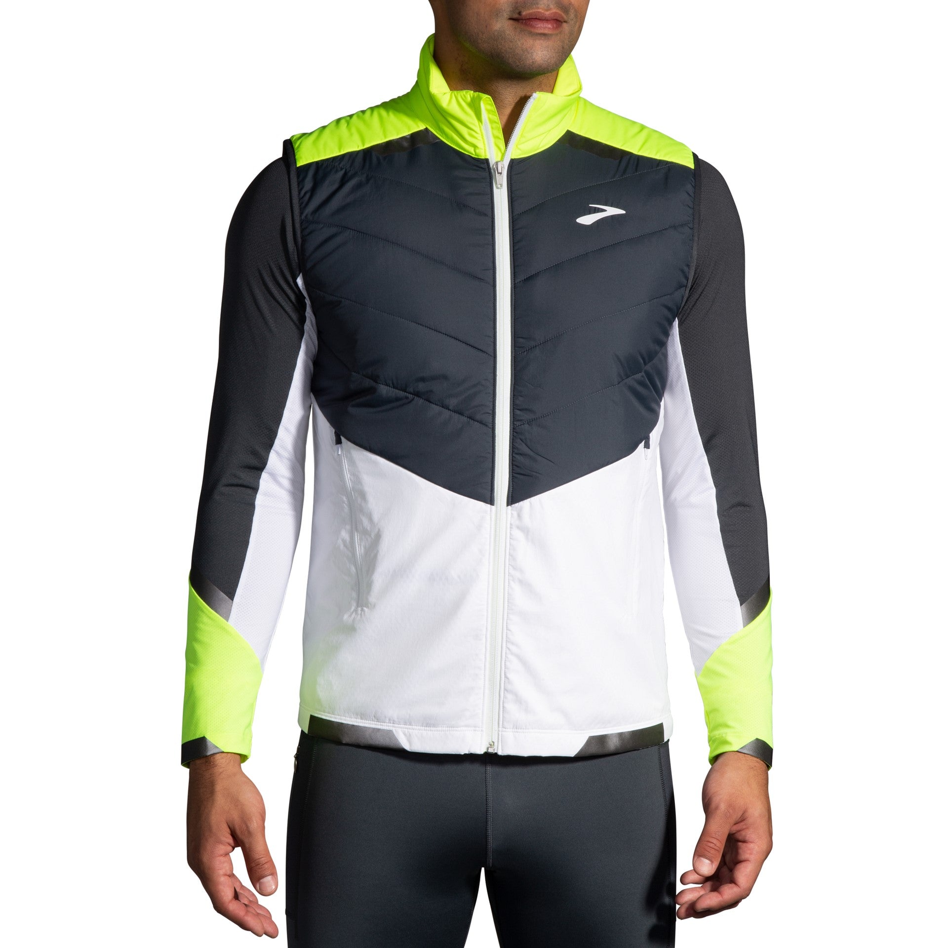 Men's Run Visible Insulated Vest 134 White/Asphalt/Nightlife / S