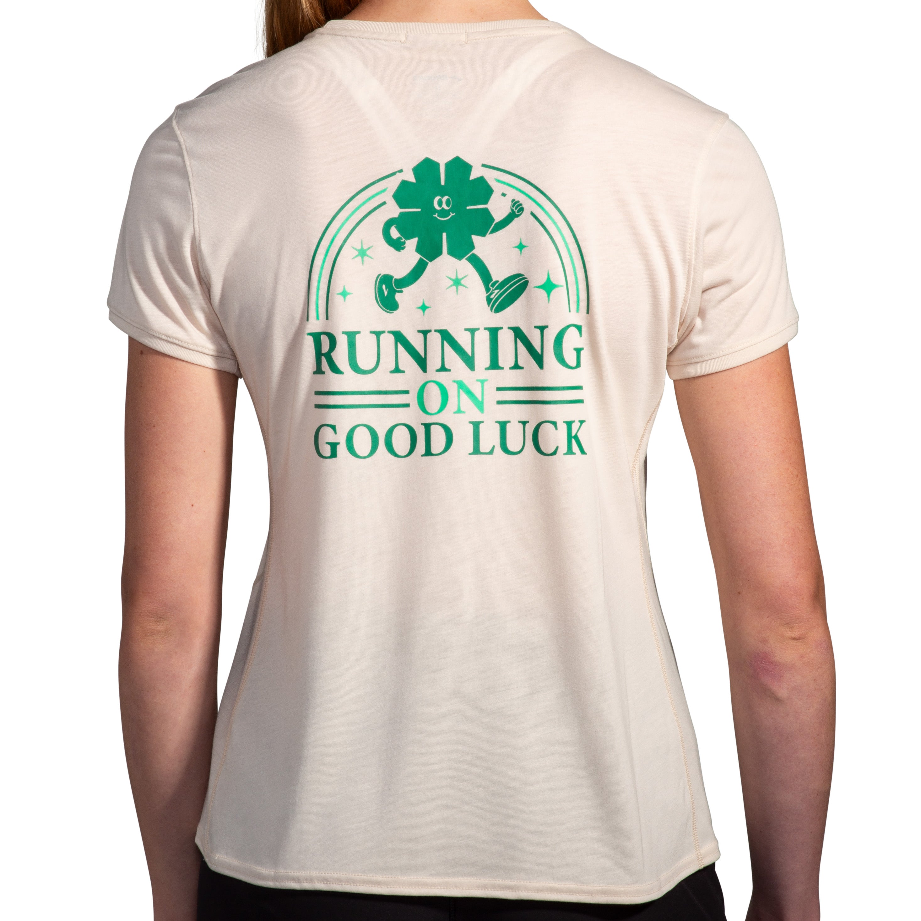 Brooks Women's Distance Short Sleeve 3.0 Run Lucky T-Shirt, XL, Buff
