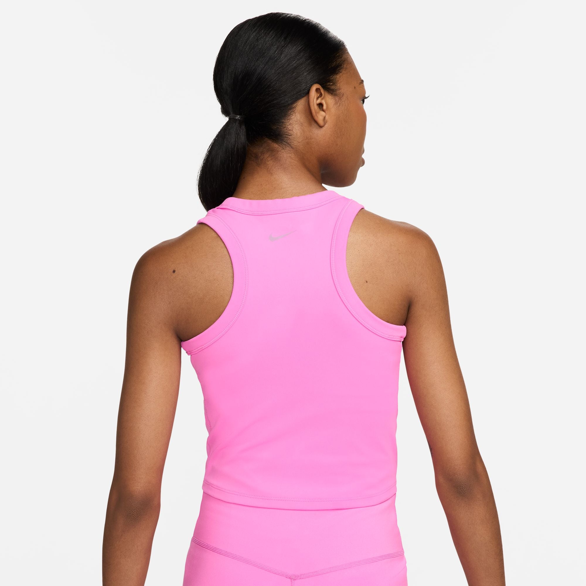 NIKE WOMEN'S ONE FITTED TANK - 675 PLAYFUL PINK/BLACK 